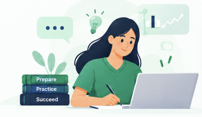 Student preparing for interview